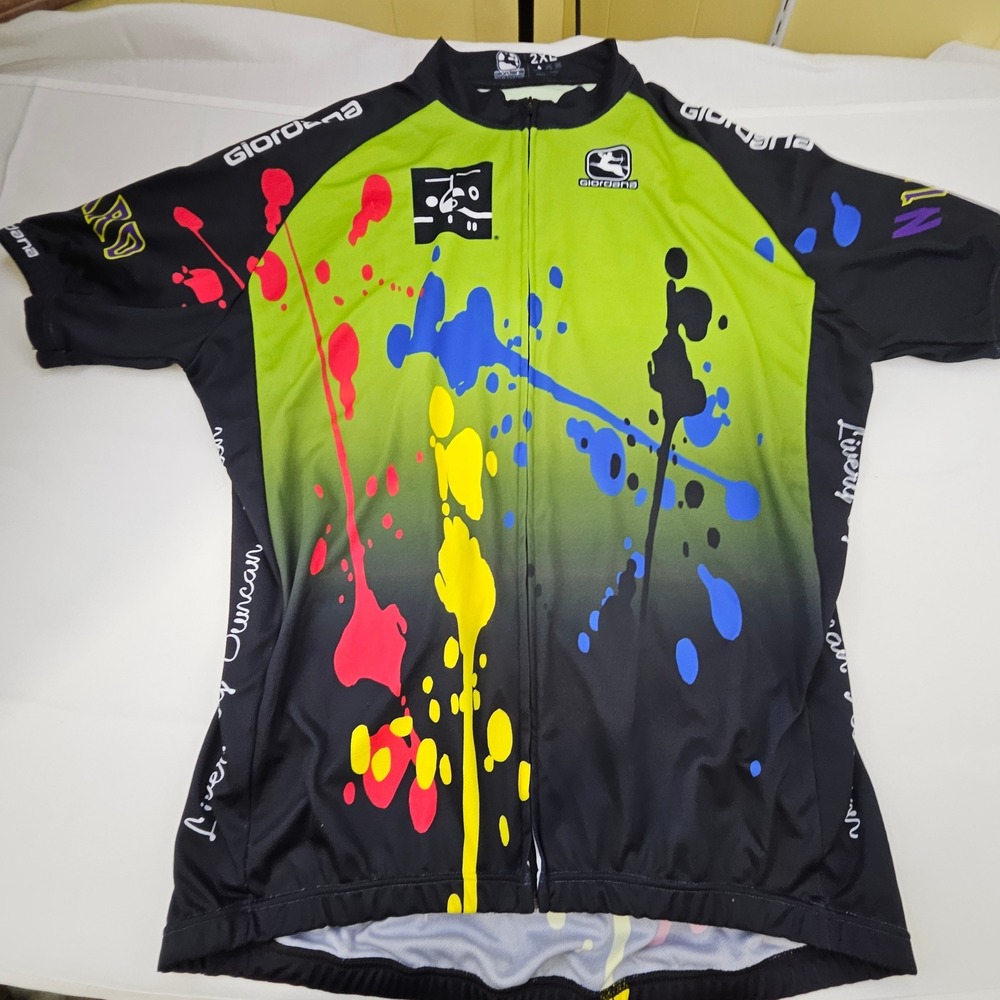 Giordana Duncan Aviation Cycling Jersey Mens‎ 2XL Paint Splatter Full Zip USA